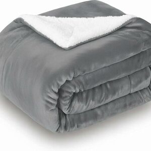 Suntex Ultra Plush Sherpa Faux Suede Throw Gray